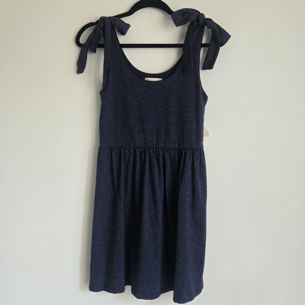 Altar'd State Navy Blue Mini Dress with Bow Straps